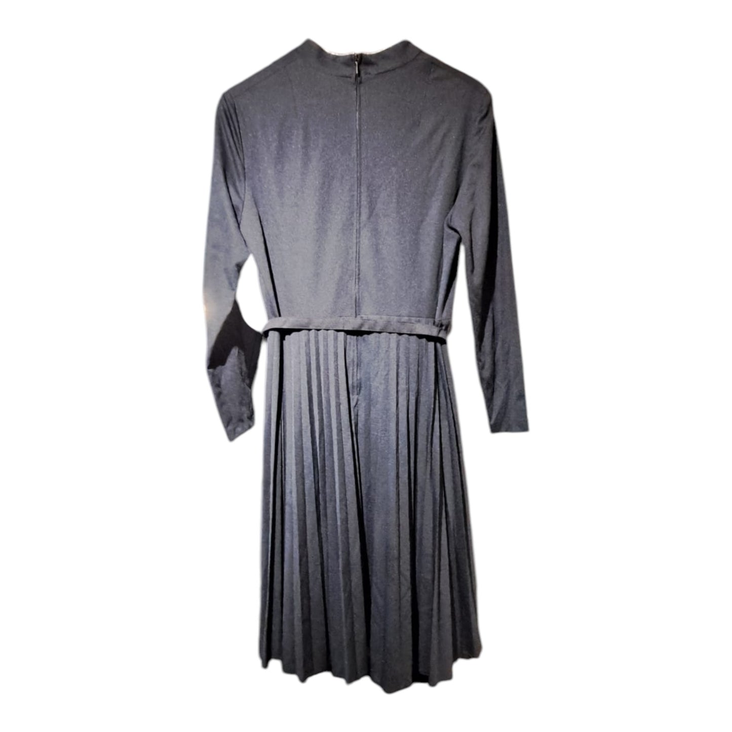 Classic Blackpleated Dress With Silver Trim