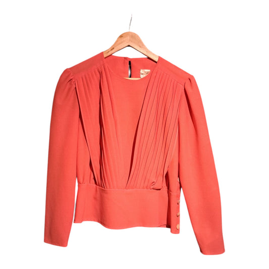 Vintage Coral Peplum Waist Blouse