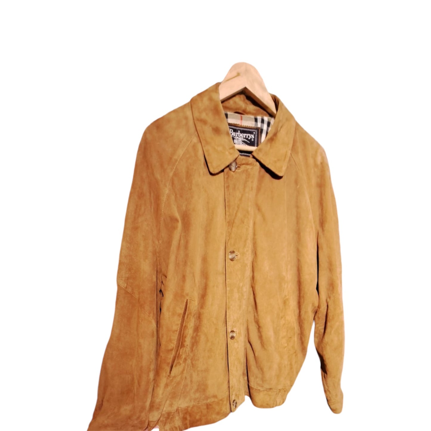 Burberry Soft Tan Suede Bomber Jacket