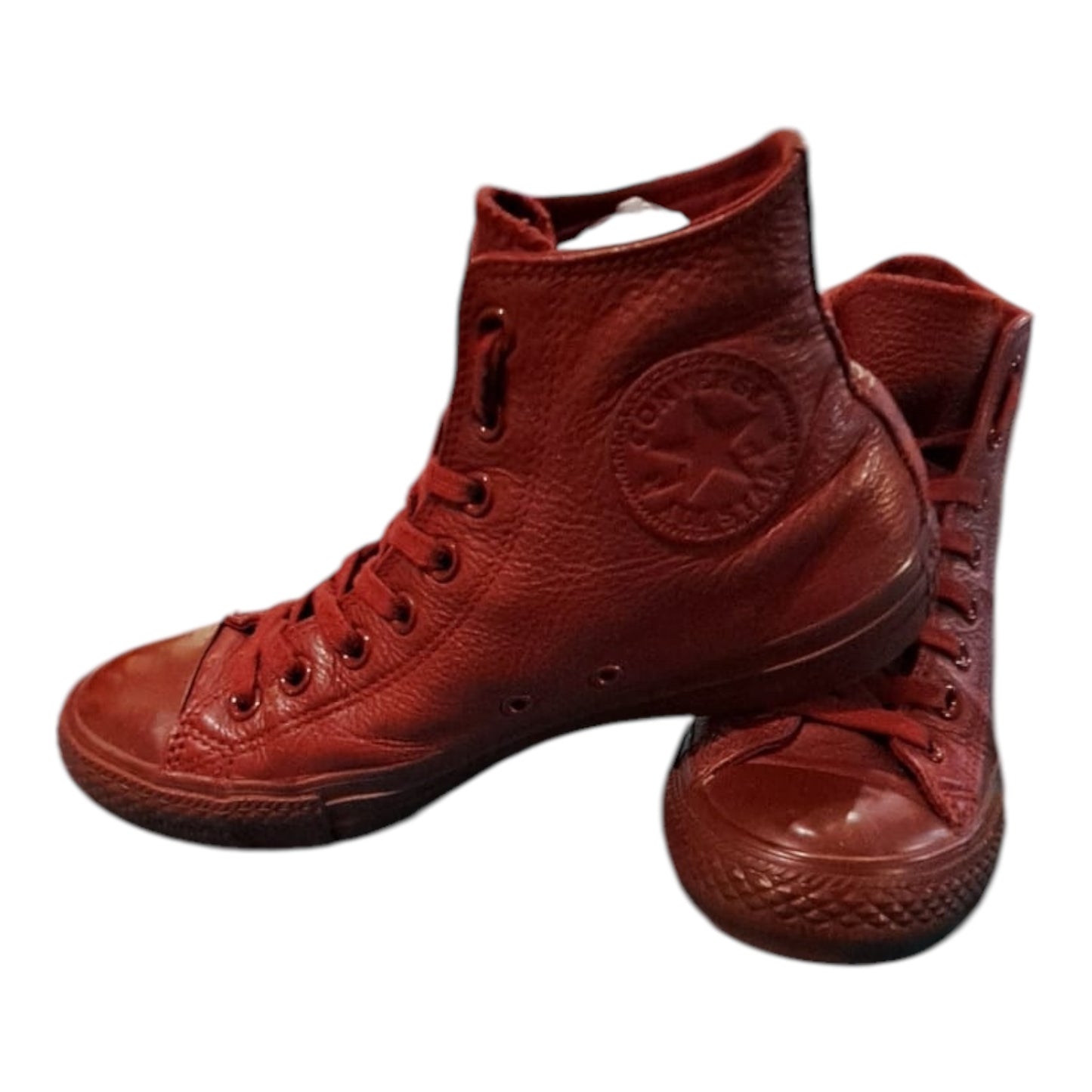 Red leather Converse Trainers