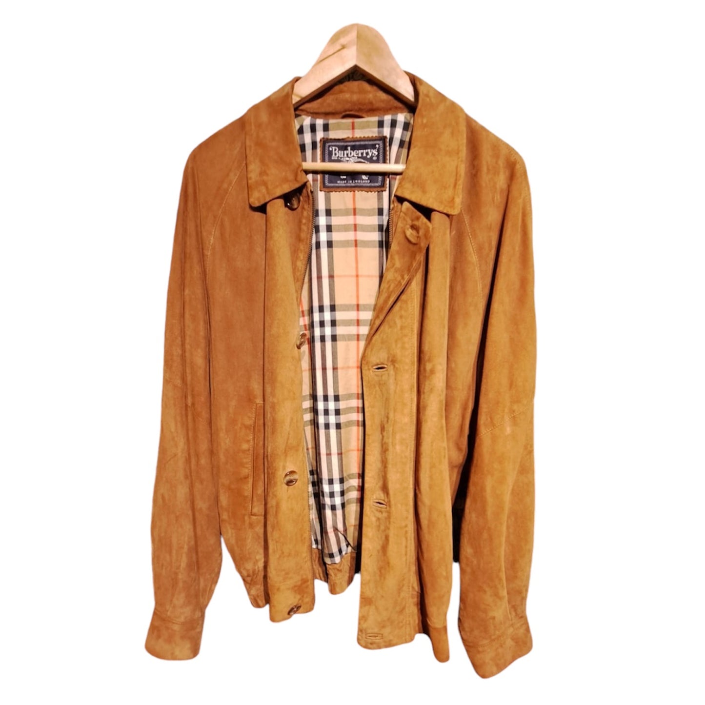 Burberry Soft Tan Suede Bomber Jacket